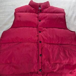 Vintage Lands End Goose Down Puffer Vest Red Mens XL RN 62830 Snap Front Korea